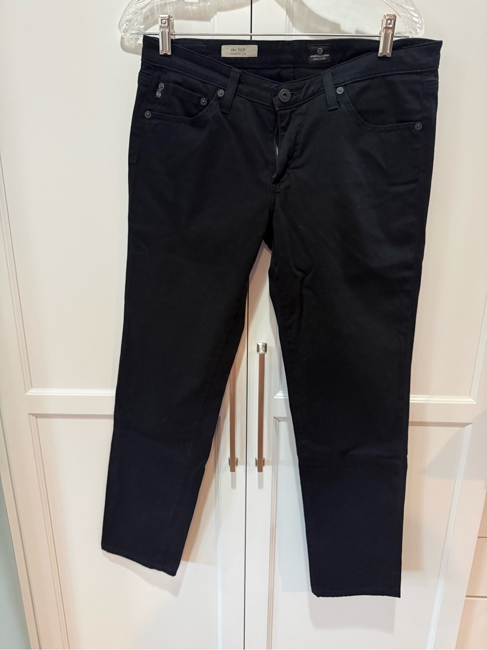 Ag Adriano Goldschmied Black Cropped Slim Jeans